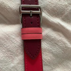 Rose pink and purple leather Apple Watch strap
